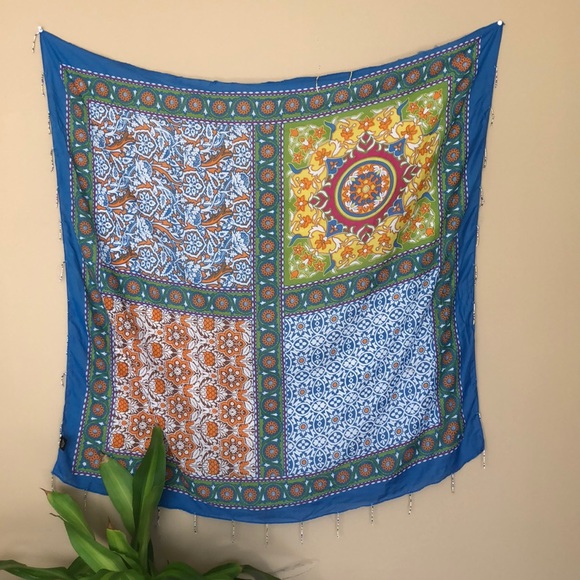 Love bead tassel patchwork scarf - Picture 2 of 8